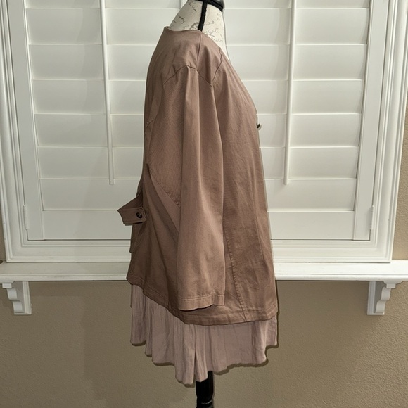 Torrid Tan Twill Georgette Peplum Jacket - Picture 4 of 12